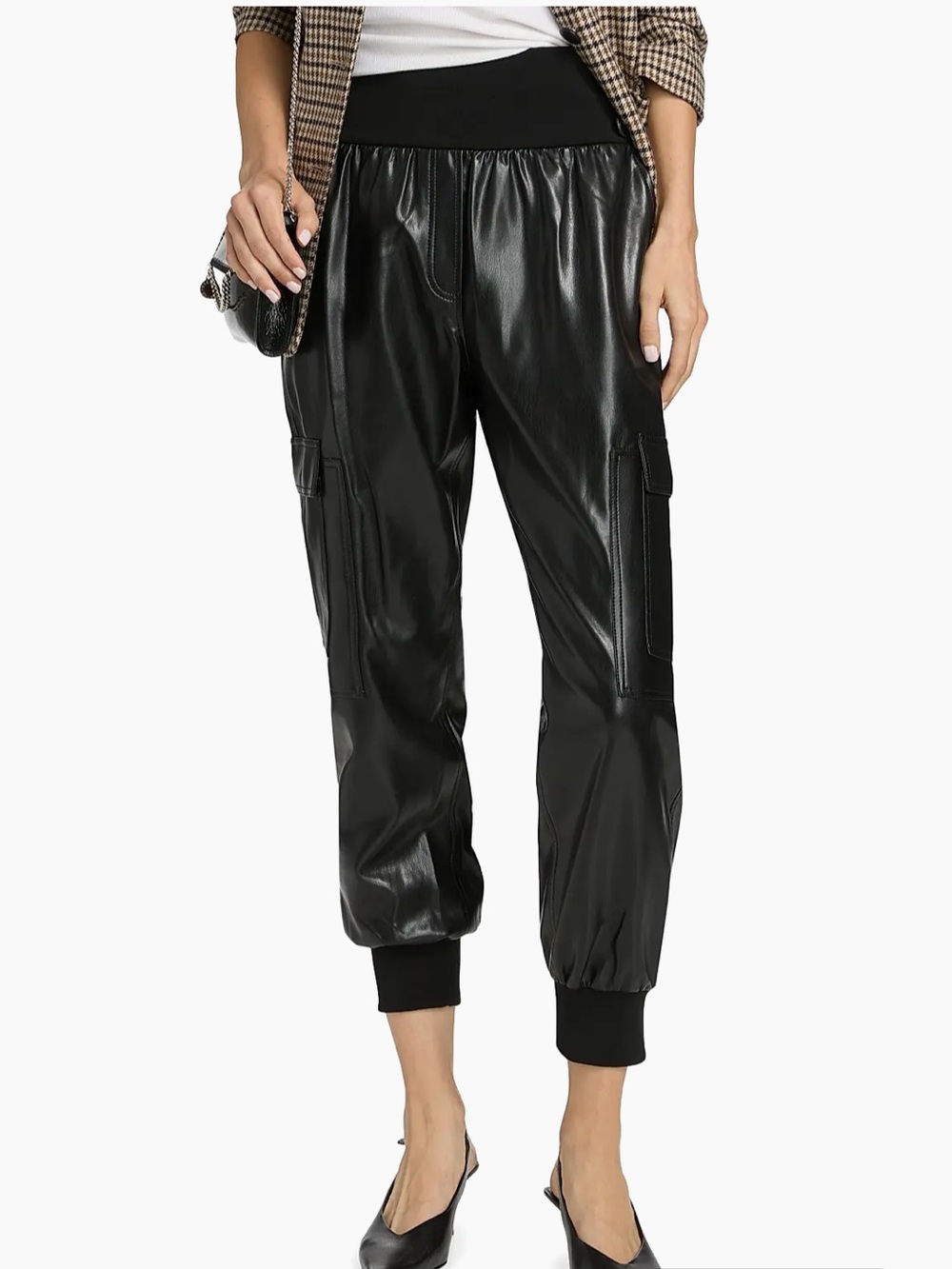 New Cinq a Sept Giles Faux Leather Cargo Jogger Pants - Black Size L